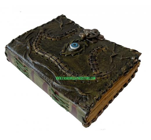Wholesaler Handmade Grimoire Hocus Pocus Lunar Evil Eye Leather Journal Book Of Shadows Le